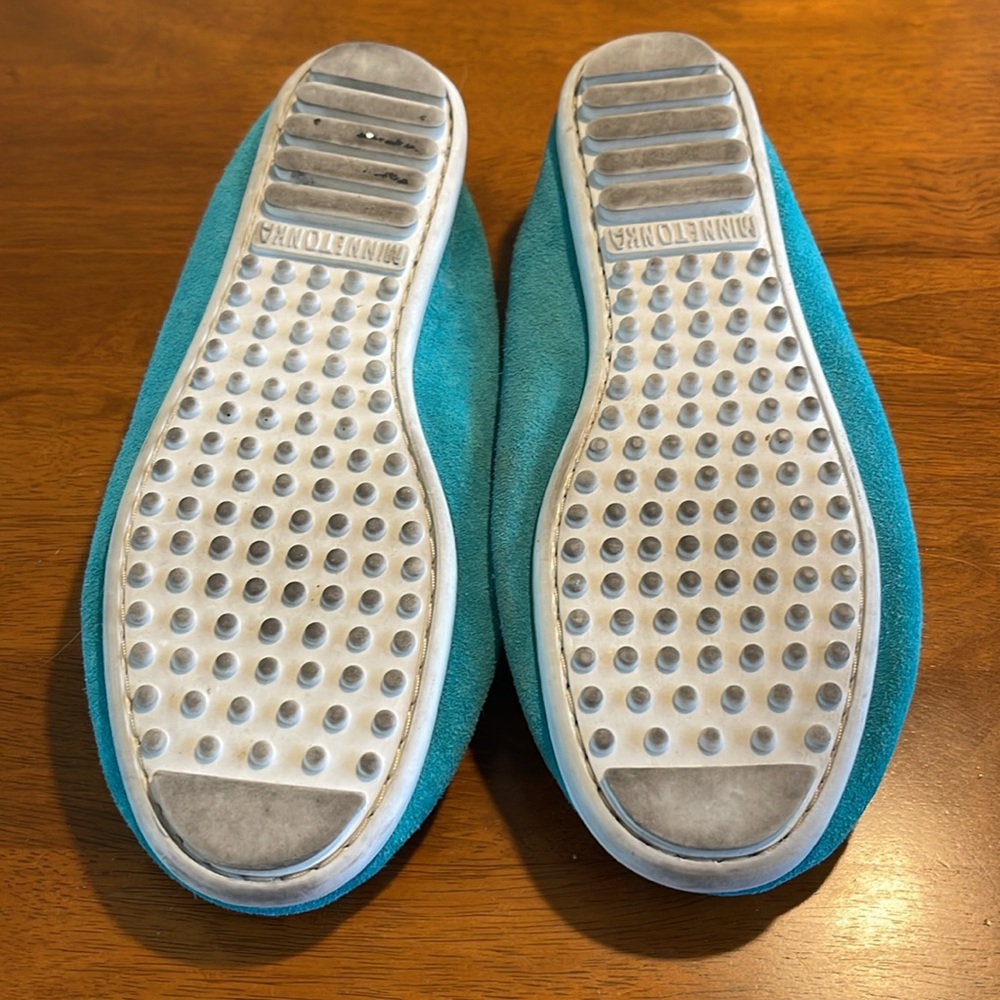 Minnetonka Blue Suede Moccasin Loafers shoes with Beading Size 8.5 - Picture 9 of 9